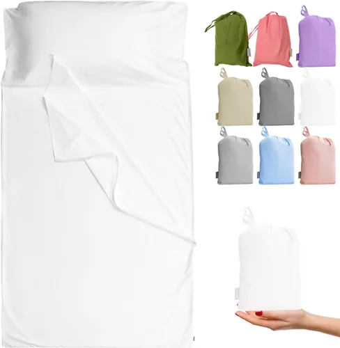 Vista 14 de Forro de saco de dormir 100% algodón con cremallera, sábana de viaje para adultos, para hoteles, camping, excursionistas, colchón, caravana, sofá