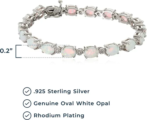 Vista 3 de MORGAN & PAIGE Pulsera de tenis para mujer, diamantes y piedras preciosas ovaladas, colores de piedra natal, plata de ley 925 pura con cierre seguro