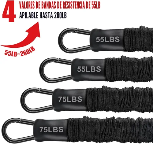 Vista 4 de Pull Up Assistance Bands 260lbs, Heavy Pull Up Bands Resistance Bands for Pull Ups Working Out with Feet Rest, Pull Up Bar Bands Assistance Bands
