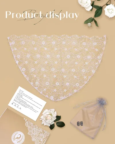 Vista 6 de Bozidol Velo de primera comunión para niñas Mantilla corta de encaje triangular capilla católica, cubierta de cabeza de misa, velo de iglesia