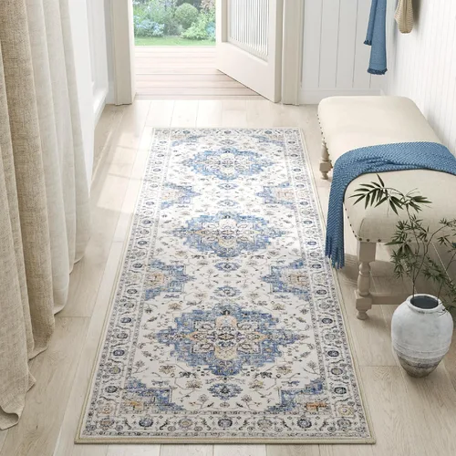 Vista 81 de jinchan Alfombra de Área 2x3 pies Alfombra Vintage de Entrada Lavable Bohemia Tapete Interior para Puerta Medallón Floral Tapete Pequeño para Puerta