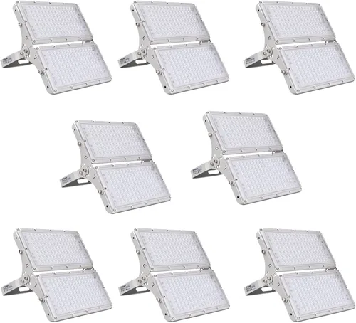 Vista 23 de papasbox Luz de inundación LED de 100 W para exteriores, luces de seguridad para exteriores de 8000 lúmenes, luces LED blancas cálidas de 3000 K