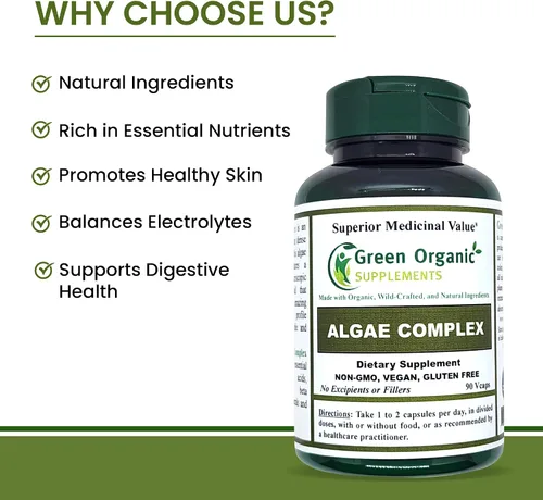 Vista 5 de Algas, Fucoidan, Algas Verde Azul, Algas Kelp, Vejiga, Clorella, Espirulina, Musgo Irlandés, Dulse, 90 VCaps, Alta Absorbibilidad, Sin OGM, Sin