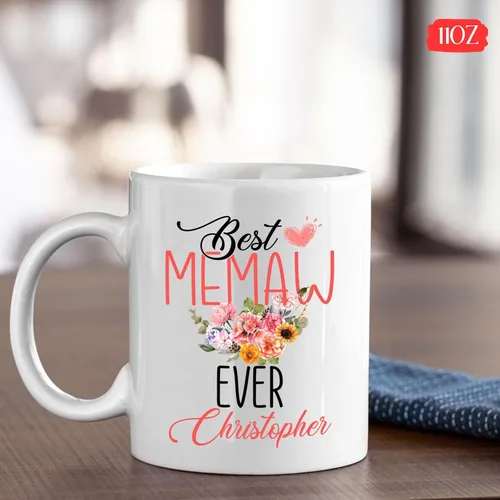 Vista 4 de Taza de café con texto en inglés "Best Memaw Ever", taza de cerámica personalizada con memaw única, taza de cerámica con la frase "Best Memaw Ever