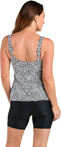 Vista 2 de Maxine of Hollywood Traje de baño tankini con cuello redondo para mujer Negro/ Mosaico de puntos