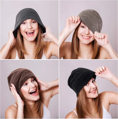 Vista 4 de Gorro holgado de 4 piezas, gorro para dormir, gorro de dormir holgado de punto con calavera para hombres y mujeres