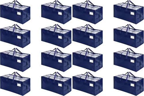 Vista 26 de VENO Paquete de 2 bolsas de mudanza, correas de mochila, mudanza, cajas de almacenamiento universitario, con tapas, resistentes, extragrandes, asas