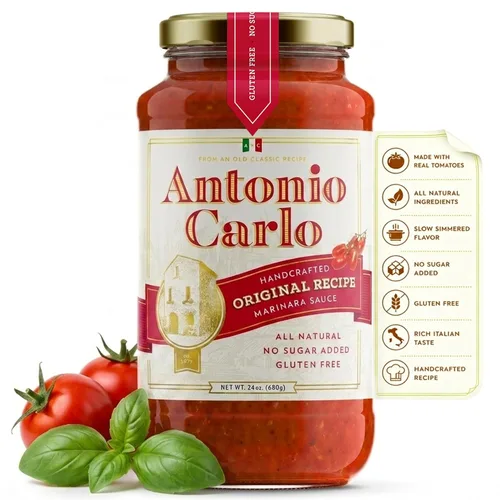Vista 9 de ¡NUEVO! Antonio Carlo Autentico Italiano (3 Generaciones) Salsa de Marinara Artesanal Gourmet – FRESCO, Sin Conservantes, Salsa Vegana de Espagueti