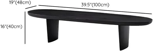 Vista 2 de RUNNUP Mesa de centro de madera negra ovalada, moderna, mesa de centro de decoración para sofá, mesa de cóctel para apartamento pequeño, sala
