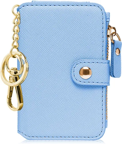 Vista 80 de Cartera con llavero, tarjetero con bloqueo RFID de piel, funda para tarjetas de crédito con cremallera para mujer