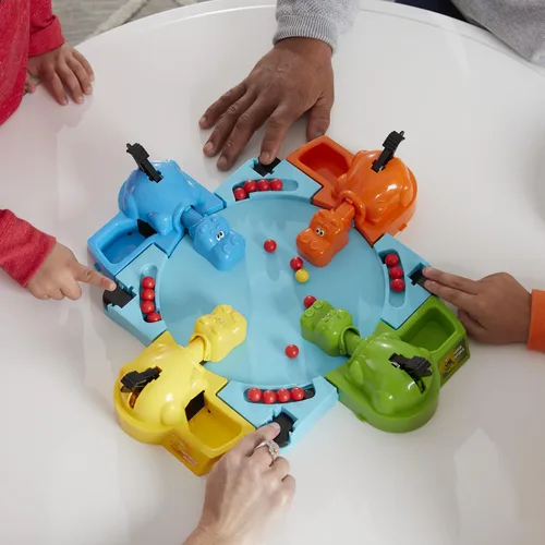 Vista 3 de Hungry Hungry Hippos - Juego de mesa para niños, juegos preescolares para 2 a 4 jugadores, juegos infantiles fáciles de jugar, juegos de mesa
