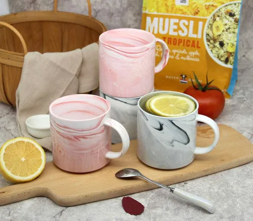 Vista 7 de M101 - Tazas de café apilables de 12 onzas para oficina, taza de cerámica de mármol novedosa para niños y niñas, amantes, mujeres y hombres, juego