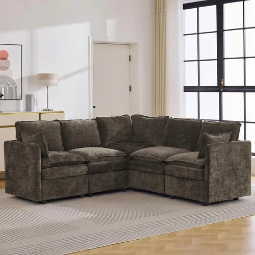 Vista 107 de Otomana cuadrada grande de 27 pulgadas con almacenamiento, reposapiés tapizado moderno con patas antideslizantes para sofá, mesa de café, sala