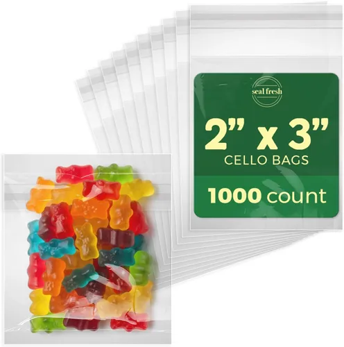Vista 12 de Seal Fresh Bolsas de celofán autosellantes, 2 x 2 pulgadas (1000 unidades), bolsa de plástico transparente resellable para violonchelo, bolsas