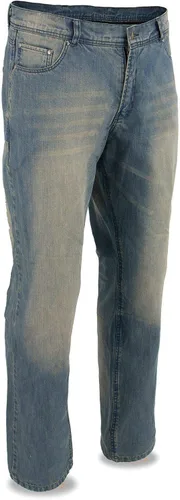 Vista 3 de Milwaukee Leather MDM5002 - Pantalones de mezclilla blindados azules para hombre, reforzados con aramida por Dupont Fibers