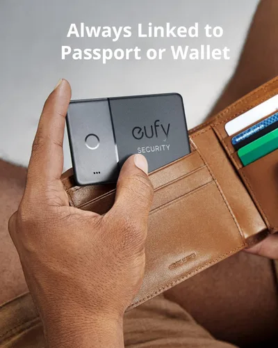 Vista 2 de eufy Security SmartTrack (negro, 1Link +1 tarjeta), funciona con Apple Find My (solo iOS), rastreador de artículos, buscador de teléfono, resistente
