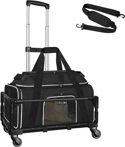 Vista 25 de Petskd Transportador de mascotas extensible superior de 17 x 11 x 9.5 pulgadas, aprobado por aerolíneas de Alaska, transportador de lados suaves
