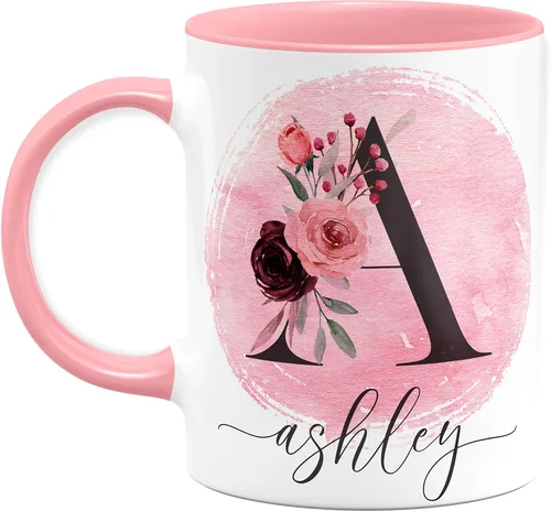 Vista 6 de Taza de café personalizada con letra inicial de nombre, doble cara, color negro, de 11 o 15 onzas, taza de cerámica personalizada, regalos