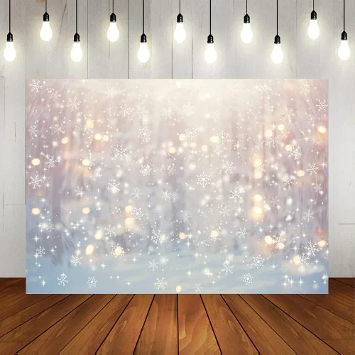 Vista 11 de Lofaris - Fondo de Navidad de Copo de Nieve Blanco Maravilloso de Invierno, Brillo de Navidad, Bokeh, Nieve, Decoraciones de Fiesta Familiar