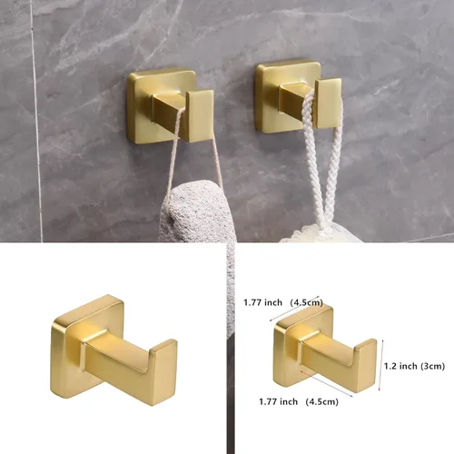 Vista 4 de Juego de 5 piezas de accesorios de baño de oro cepillado, juego de barra de toalla de mano de acero inoxidable de 60 cm dorado, soporte de papel