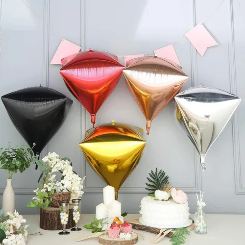 Vista 2 de Efavormart - Paquete de 3 globos de Mylar con forma de diamante 4D de 16.0 in, color oro rosa