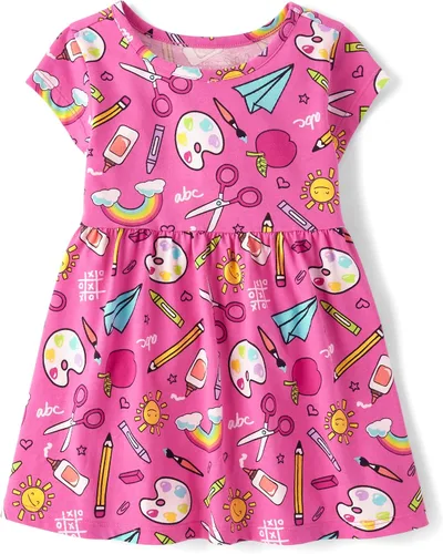 Vista 23 de The Children's Place, Vestido de moda de manga corta para niñas y niñas pequeñas