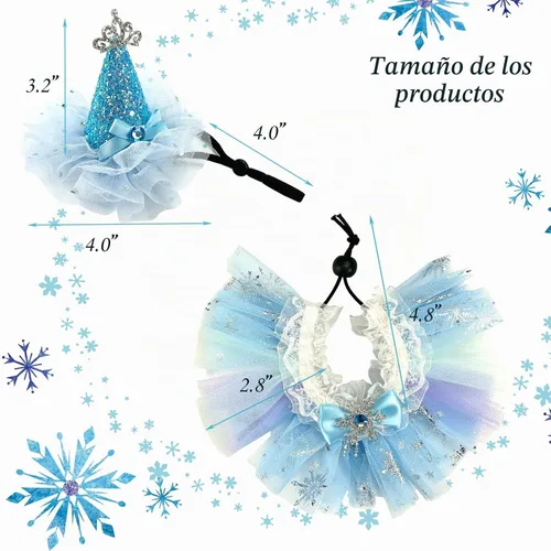 Vista 2 de Disfraz de princesa de cumpleaños de animales pequeños para conejo, conejillo de indias, corona de sombrero, falda tutú, sombrero de princesa