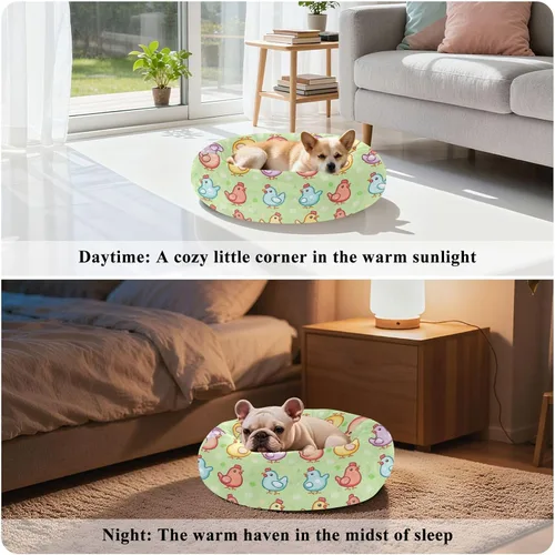 Vista 4 de Pet Dog Bed Warm & Cozy Fluffy Cat Cave Bed for Medium Size Pets Supplies XS Cute Cartoon Chicken