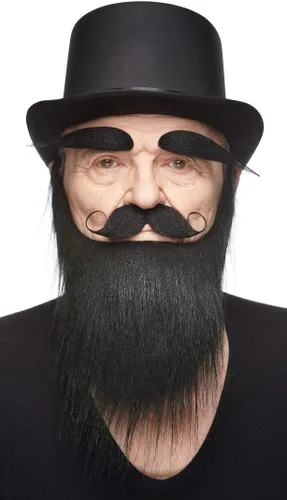 Vista 2 de Mustaches Fake Facial Hair Set, Beard, Eyebrows, Self-Adhesive Rey medieval negro