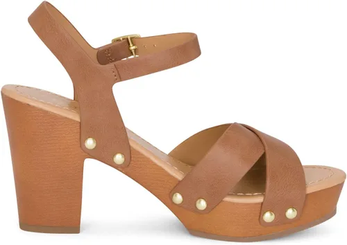 Vista 2 de STYLISH S SHIFT - Sandalias de tacón de plataforma de madera sintética con correa de tobillo y puntera abierta para mujer