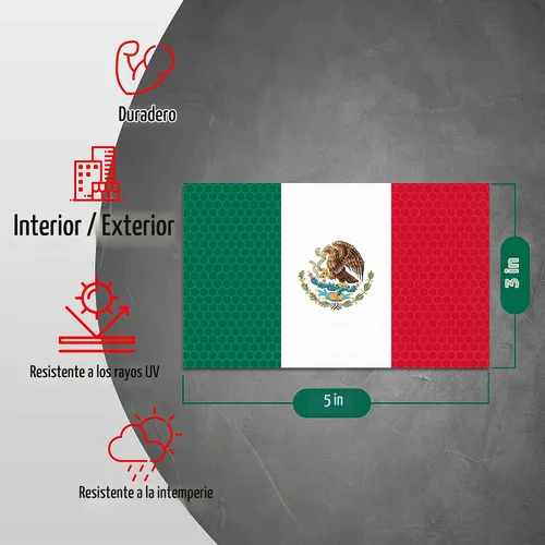 Vista 3 de 3 calcomanías reflectantes de la bandera de México, 5 x 3 pulgadas, calcomanías de México para automóvil, Jeep, camión, automóvil, parachoques