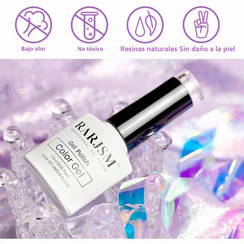 Vista 5 de RARJSM Esmalte de uñas de gel con purpurina holográfica plateada, efecto arcoíris galáctico, universal, sin imán, para secado con lámpara UV o LED