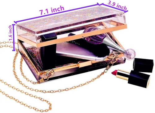 Vista 2 de JeVenis Bolso de mano mágico con lentejuelas transparentes para fiesta, graduación, novia