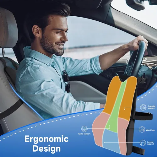 Vista 6 de Teemour Almohada de apoyo lumbar para automóvil, camión, accesorios de espuma viscoelástica, cojín de respaldo para asiento de conducción, soporte