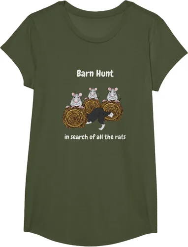 Vista 49 de Funny Barn Hunt - En busca de las ratas con Border Collie Camiseta, Negro