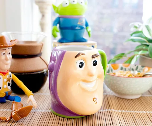 Vista 5 de Silver Buffalo Disney - Taza de té (cerámica), diseño de búfalo 3D, Toy Story Buzz, Blanco/Verde