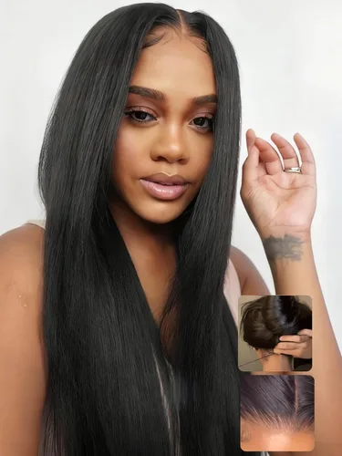Vista 20 de UNICE Yaki - Pelucas de cabello humano lacio con encaje frontal 13x4, con cordón, Pre-Todo, sin pegamento, peluca de cabello humano frontal