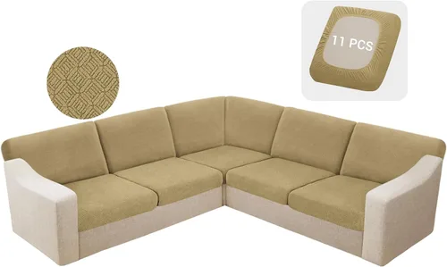 Vista 35 de HDCAXKJ - Fundas impermeables para cojín de sofá modular, fundas elásticas para cojín de sofá de esquina, fundas protectoras de muebles de jacquard