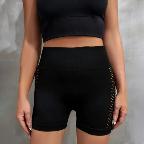 Vista 4 de VEEJION Pantalones cortos de ciclismo para mujer, cintura alta, entrenamiento, gimnasio, atlético, pantalones cortos de 4 pulgadas