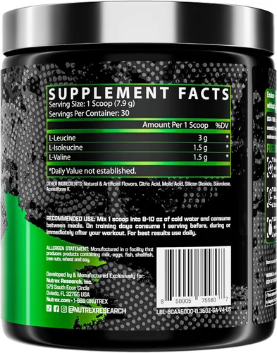 Vista 5 de Nutrex Research - BCAA Powder 6000 Aminoácidos - 0.21 oz de aminoácidos BCAA Suplemento para recuperación después del entrenamiento y crecimiento