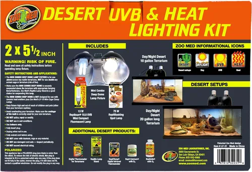 Vista 3 de Zoo Med Desert UVB & Heat Lighting Dual Kit