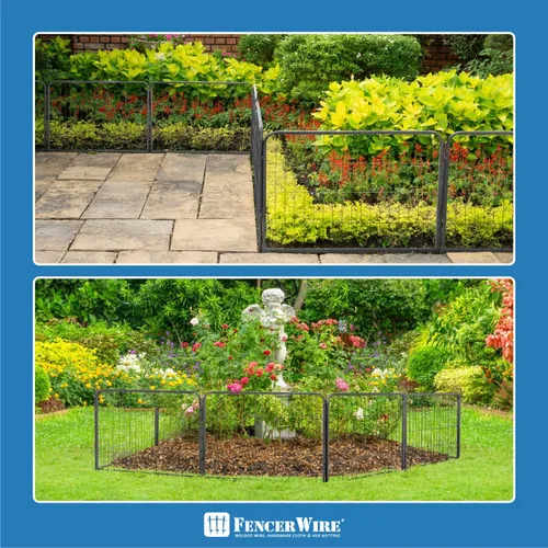 Vista 9 de Fencer Wire Valla decorativa de alambre, decoración de paneles, hierro resistente para paisaje, patio, cama de flores, sección de borde de barrera