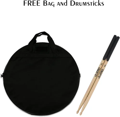 Vista 7 de Paquete de platillos de bajo volumen, juego de platillos silenciosos de 14, 16, 18, 20 pulgadas (5 piezas, negro) Bolsa de platillos incluida