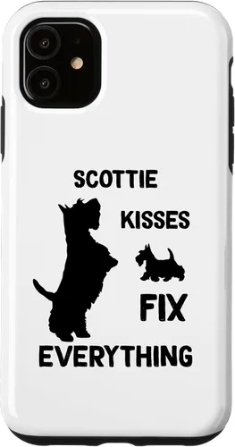 Vista 5 de iPhone 15 Scottie kisses fix everything Scottish Terrier Mom Dad Case