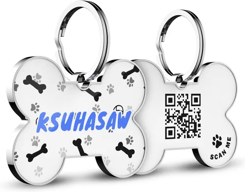 Vista 14 de Etiquetas para perros con código QR personalizadas para mascotas, etiquetas de identificación de perro personalizadas, visualización de perfil