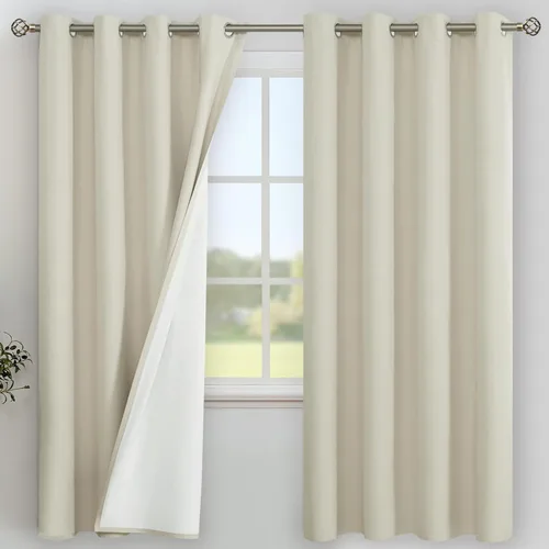 Vista 160 de YoungsTex - Cortinas 100% opacas para dormitorio, con aislamiento térmico y ojales, cortinas oscuras negras con capa pesada para ventana de sala