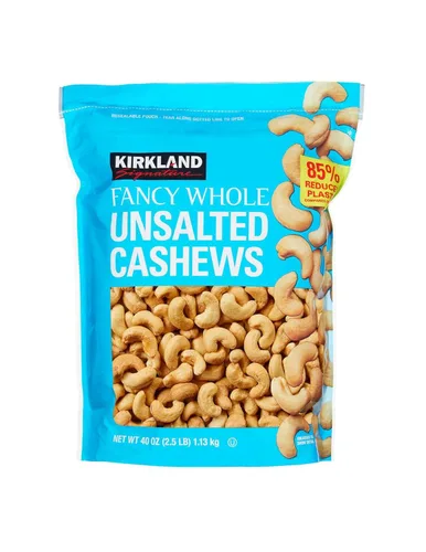 Vista 5 de Castañas de cajú sin sal Kirkland Signature, 2.5 libras