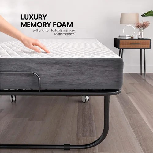 Vista 5 de EconoHome Cama Plegable con Colchón - Marco Tamaño Twin de 75x38 Pulgadas - Cama de Invitados Portátil Plegable Rollaway con Colchón de Espuma
