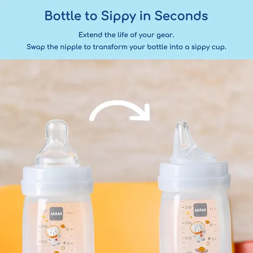 Vista 4 de Sippy Boquilla compatible con MAM PP y botellas de vidrio, boquilla de botella de repuesto, boquillas de silicona 100% de grado alimenticio suave, a
