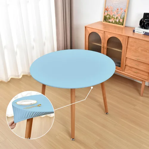 Vista 57 de Mantel ajustado blanco con elástico para mesas plegables de 48x48 pulgadas, manteles lavables y elásticos de elastano para mesas de cartas, manteles
